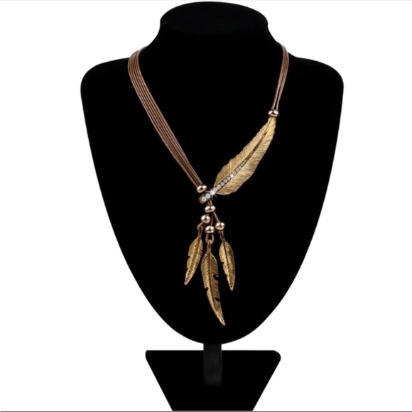 Jewelry - Boho Feather Decor‎ Choker Necklace Vintage Style Rope Chain Ethnic Style